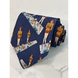 Vintage Save the Children Jennifer Aniston Dog Walking Tie 56.5 x 4 USA Made